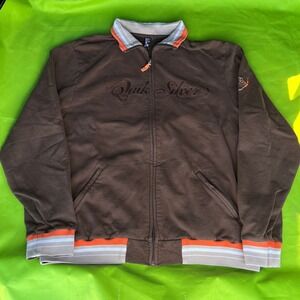 Quiksilver Mens Vintage Full Zip Track Jacket Brown Orange Embroidered XL